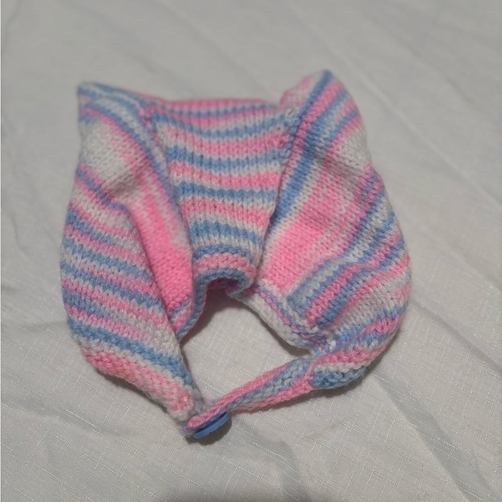 Vintage striped Pink and Blue Kids Knit Hat